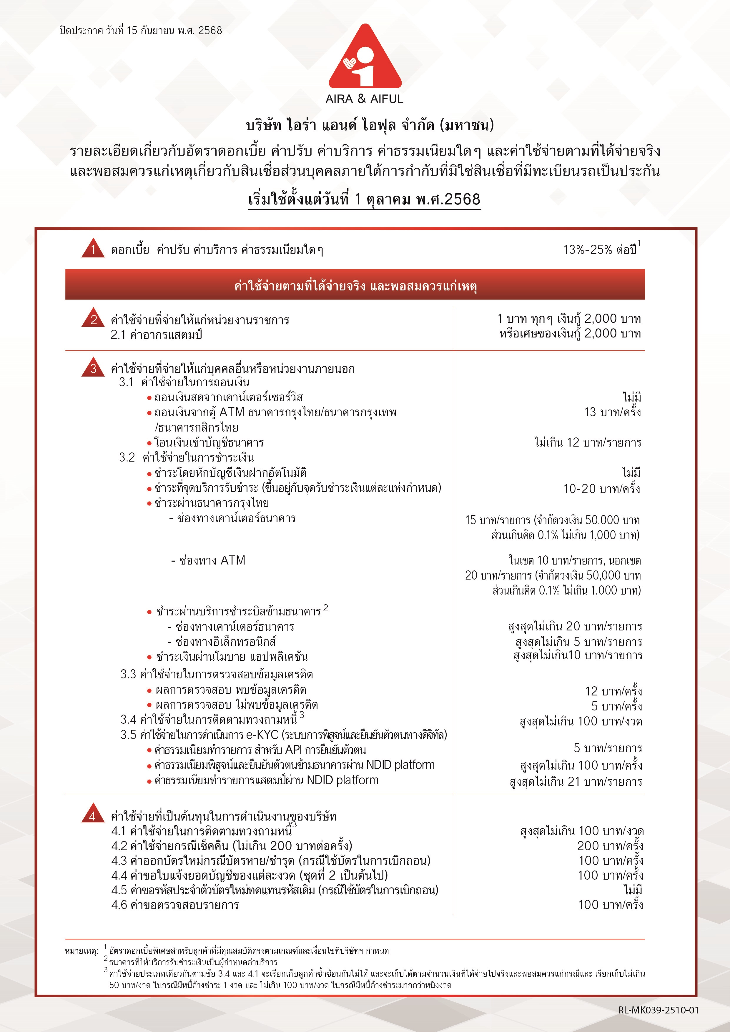 Poster A4 ตาราง BOT